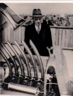 Harry Miller looking at Gulf car at Indy; photo provided by Joseph Auch.